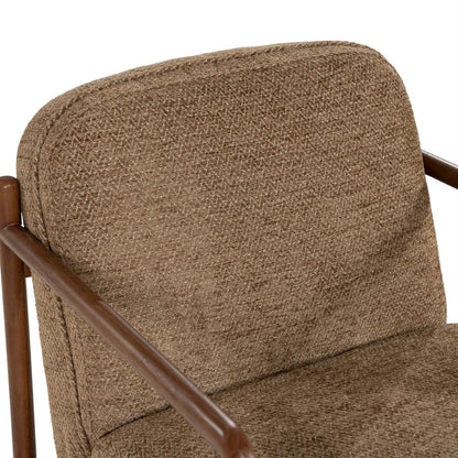Fauteuil Sutton bruin stof, detail van het materiaal