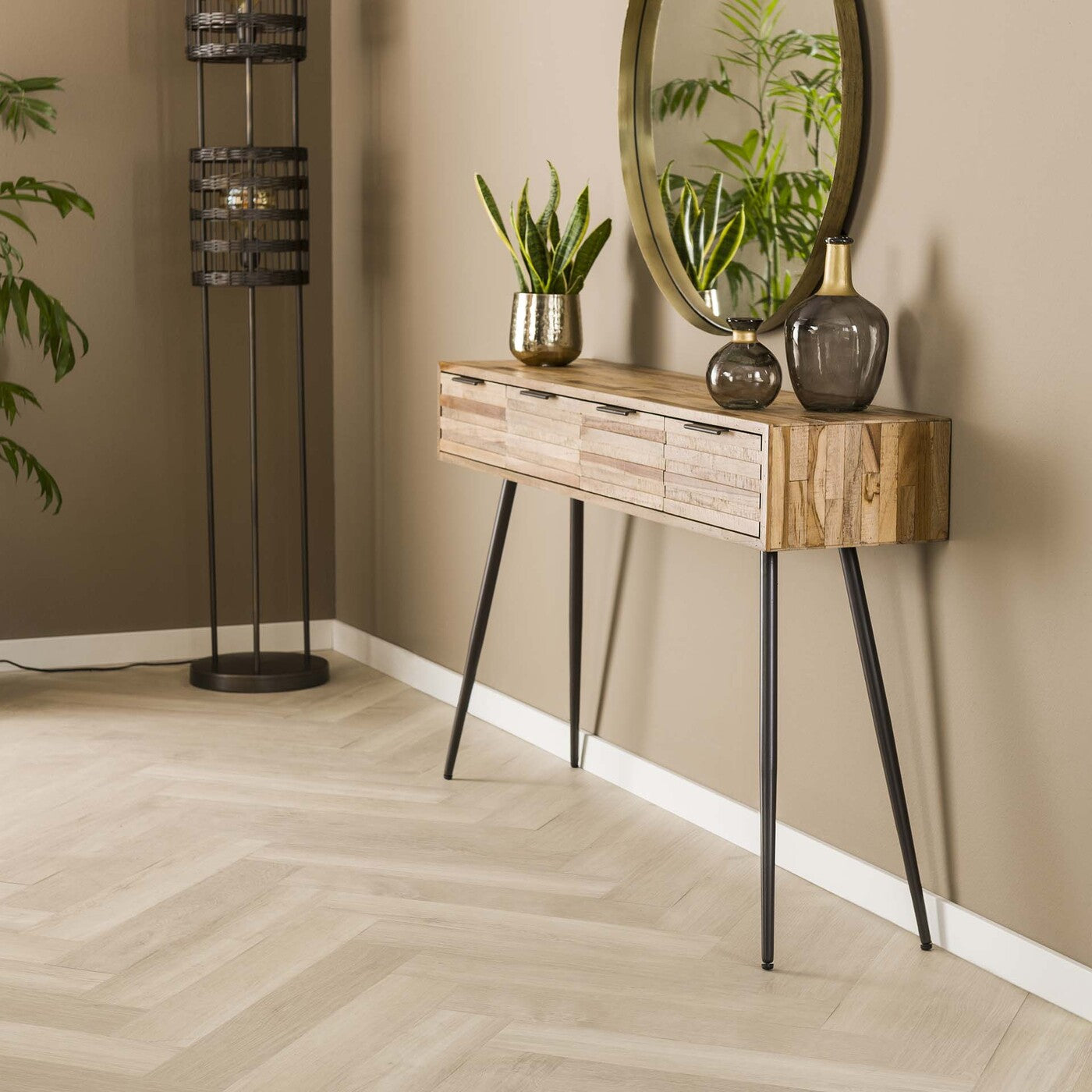 Sidetable Teca Strip | Teakhout