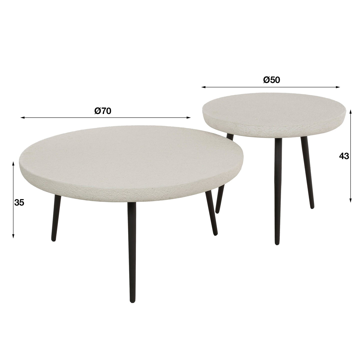 Salontafel Set Flat | Grijs Marmer