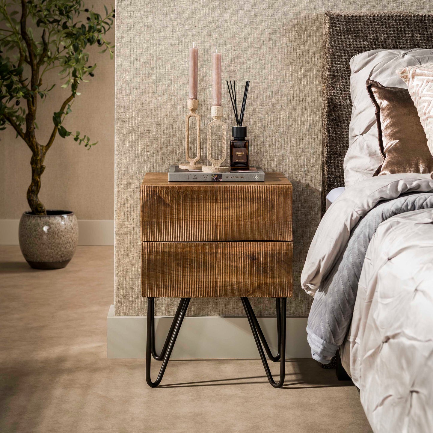 Nachtkastje Ocean | 2 lades | Naturel Mangohout