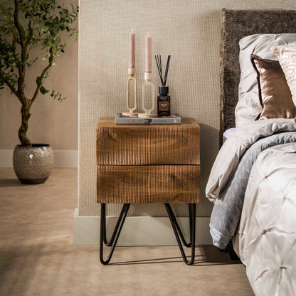 Nachtkastje Ocean | 2 lades | Naturel Mangohout