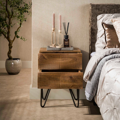 Nachtkastje Ocean | 2 lades | Naturel Mangohout