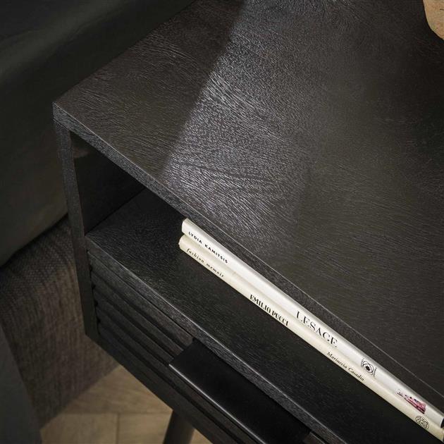 Nachtkastje Marina | 1 Lade | Zwart Massief Mango