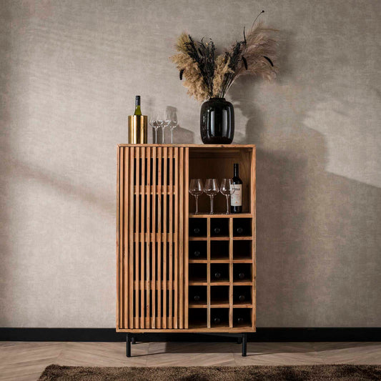 Wijnkast Portland | Naturel Acaciahout