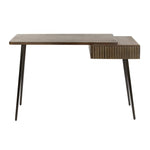 Sidetable leclair bruin acaciahout, vooraanzicht op witte achtergrond