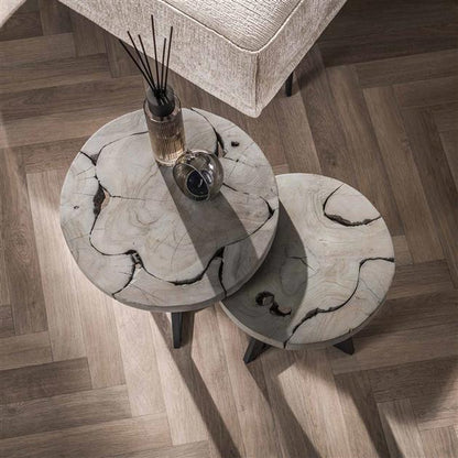 Bijzettafel Danisha | Set Van 2 | Grijs Teakhout