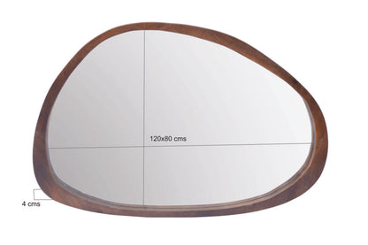 Spiegel Brix Jaira Walnut, maatvoering met afmetingen