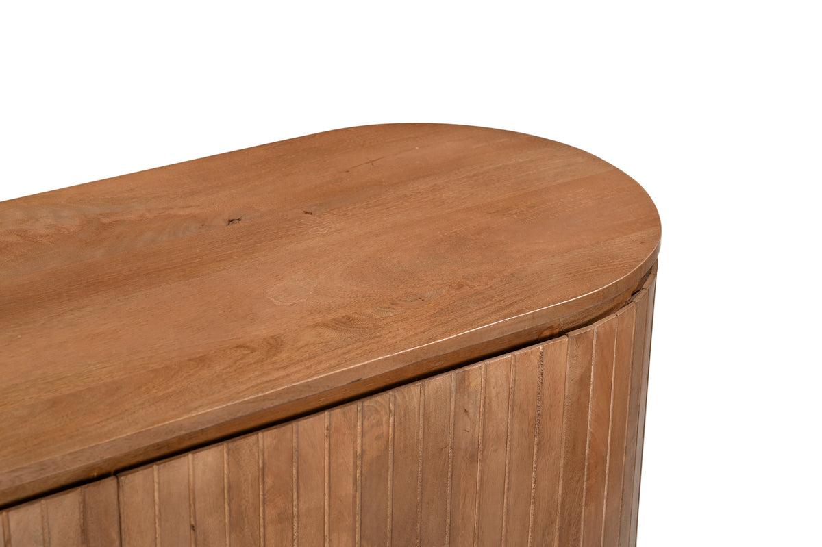 TV-Meubel Noor naturel mangohout, detail van het materiaal