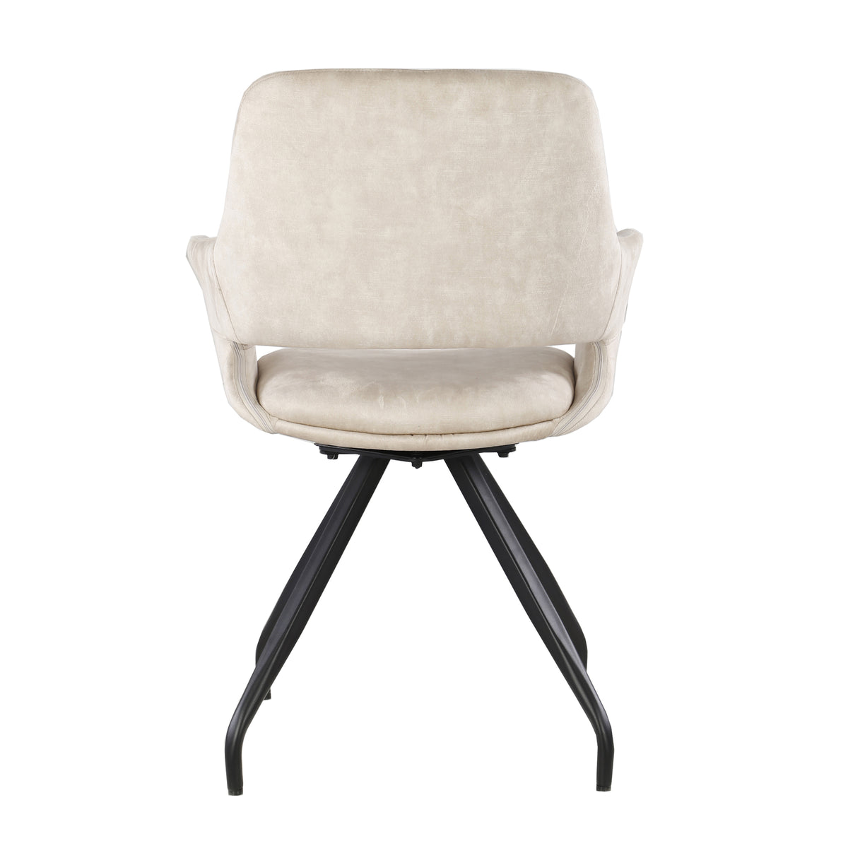 Eetkamerstoel Capp velvet beige, achteraanzicht op witte achtergrond