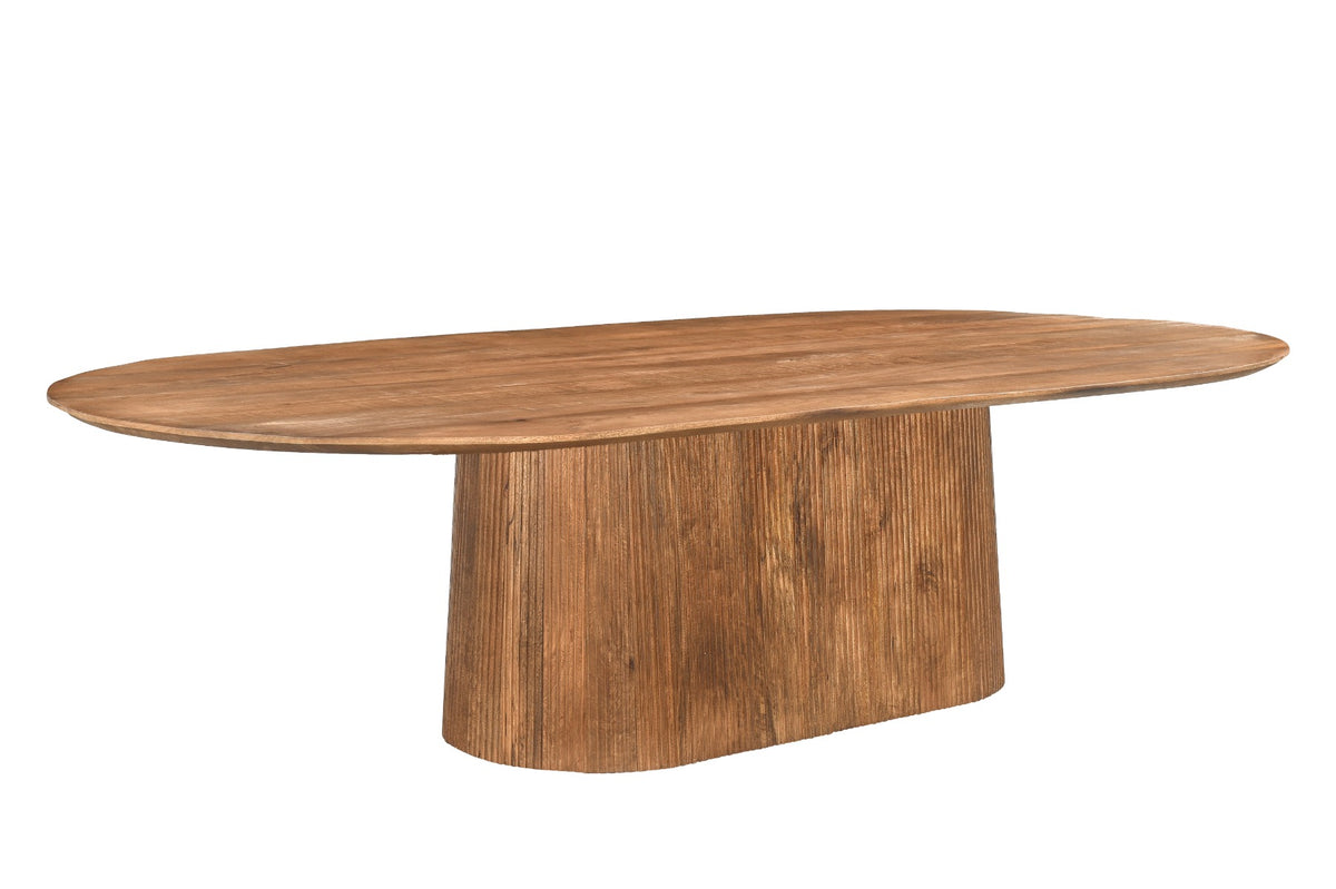 Eettafel Salvator ovaal naturel mangohout, vooraanzicht op witte achtergrond