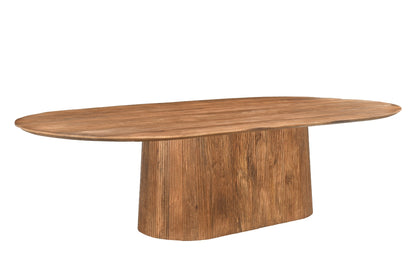 Eettafel Salvator ovaal naturel mangohout, vooraanzicht op witte achtergrond