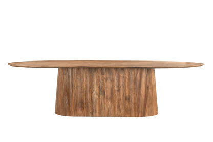 Eettafel Salvator ovaal naturel mangohout, vooraanzicht op witte achtergrond