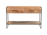 Sidetable Elin naturel mangohout, vooraanzicht op witte achtergrond