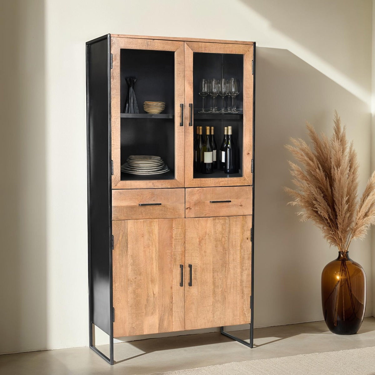 Opbergkast Elin | Breed | Naturel Mangohout