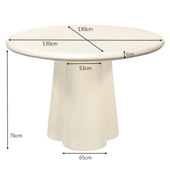 Eettafel Brix Clubs Sandy | Wit Beton | 130cm