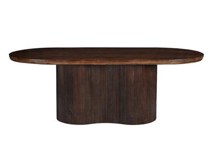 Eettafel Sevilla bruin mangohout 300 cm, vooraanzicht op witte achtergrond