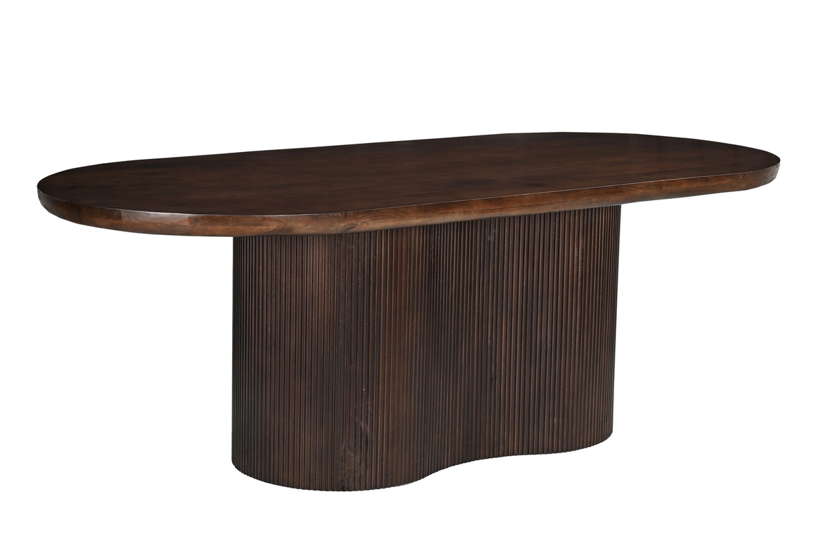 Eettafel Sevilla bruin mangohout 300 cm, schuin vooraanzicht op witte achtergrond