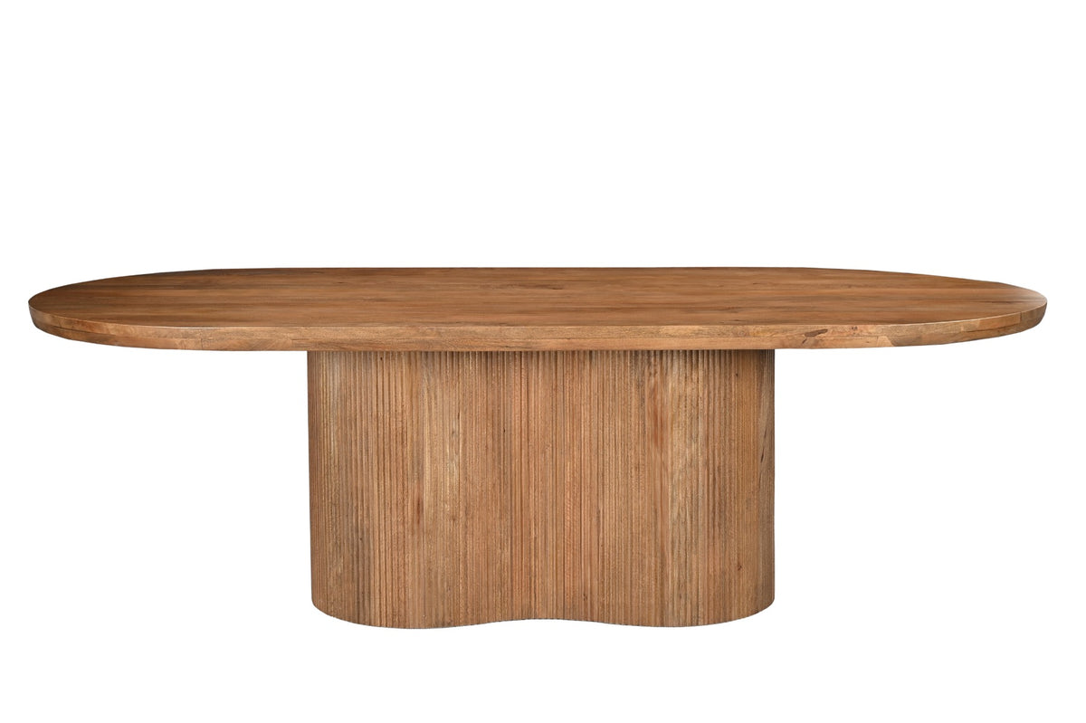 Eettafel Sevilla bruin mangohout 300 cm, vooraanzicht op witte achtergrond