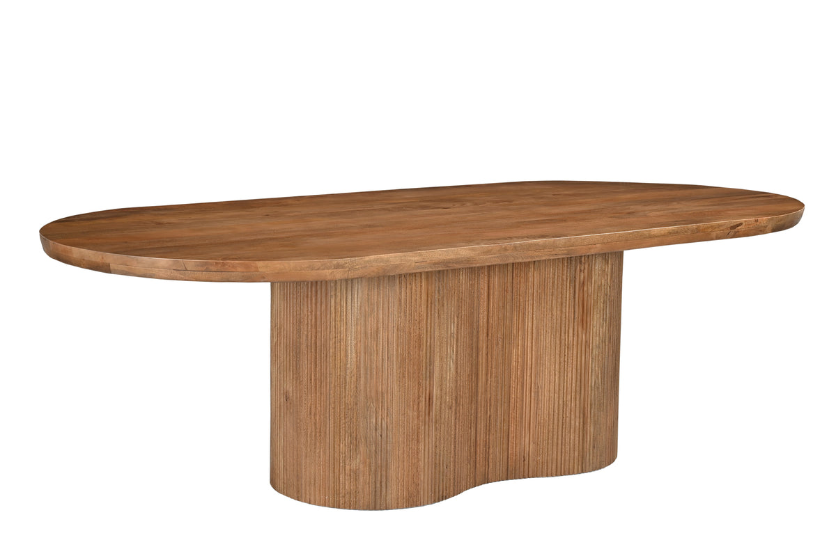 Eettafel Sevilla bruin mangohout 300 cm, schuin vooraanzicht op witte achtergrond