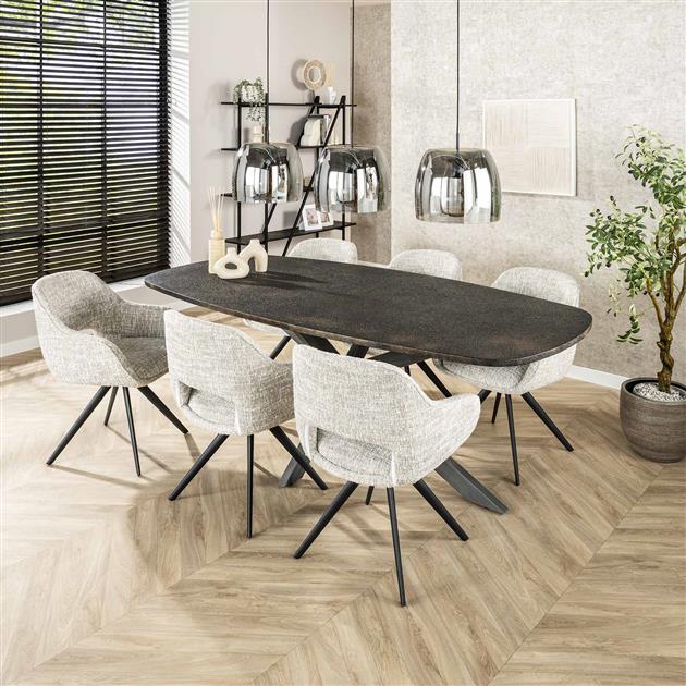 Eettafel Airox | Grijs | Deens Ovaal