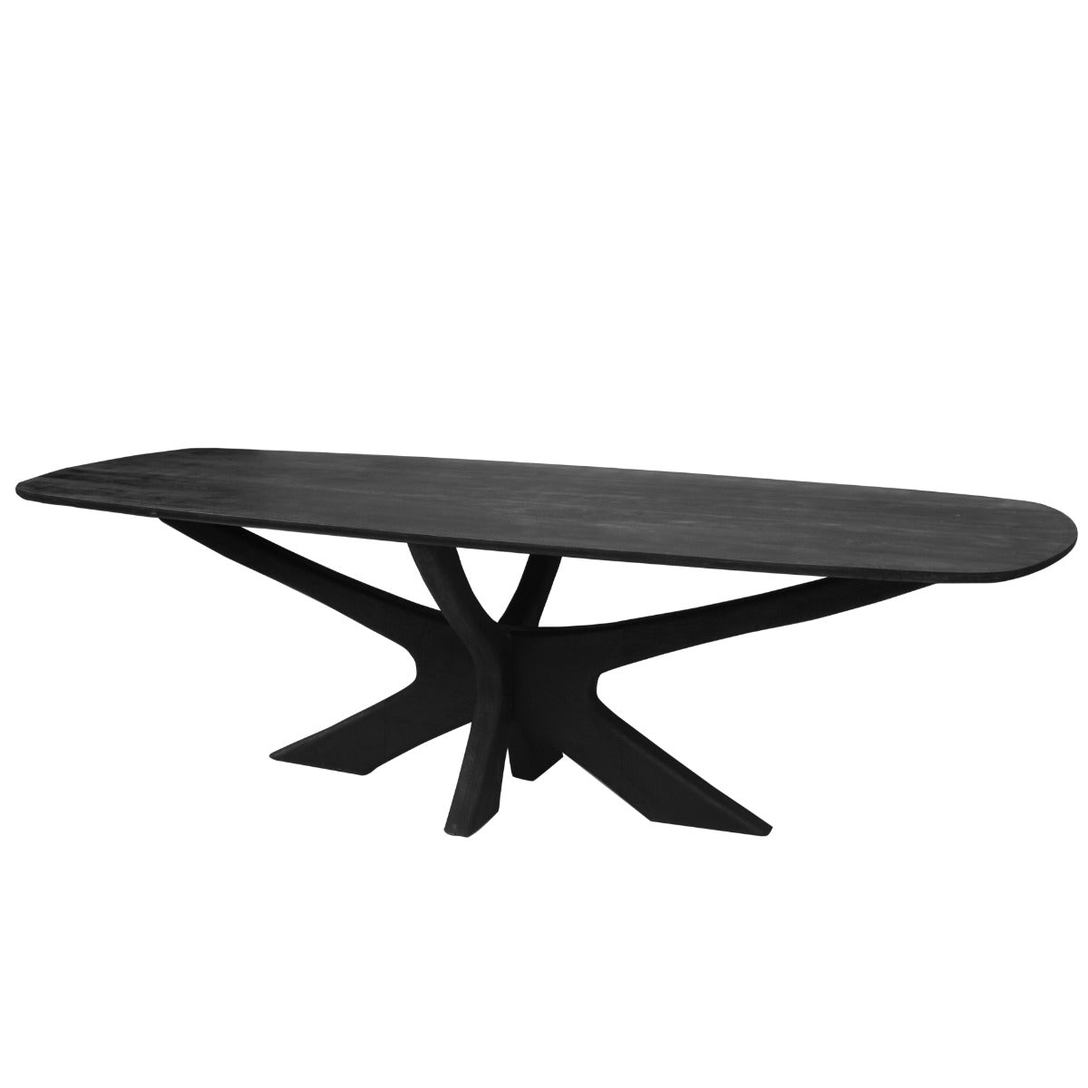 Eettafel Brix Montreaux zwart mangohout, vooraanzicht op witte achtergrond