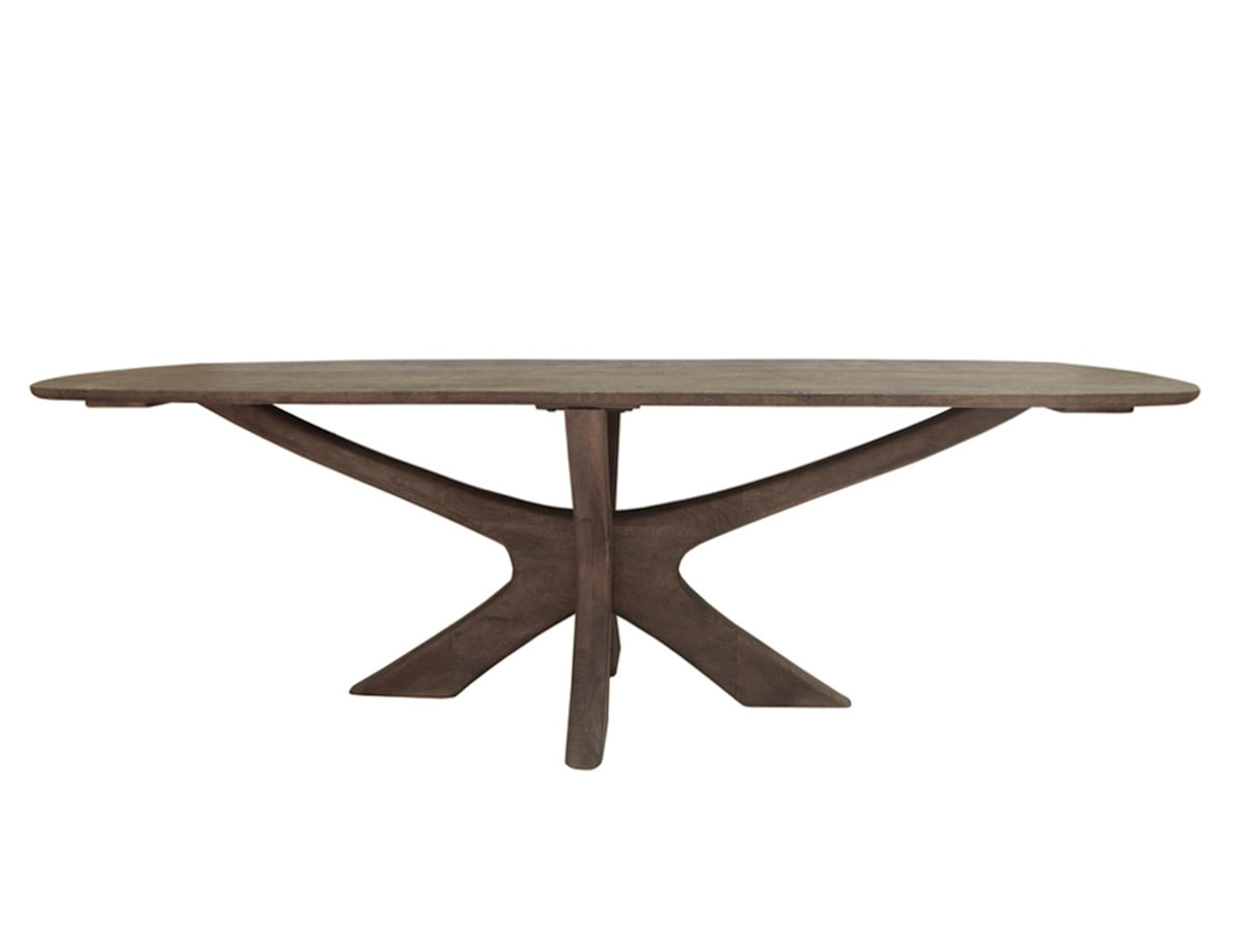 Eettafel Brix Montreaux bruin mangohout, vooraanzicht op witte achtergrond