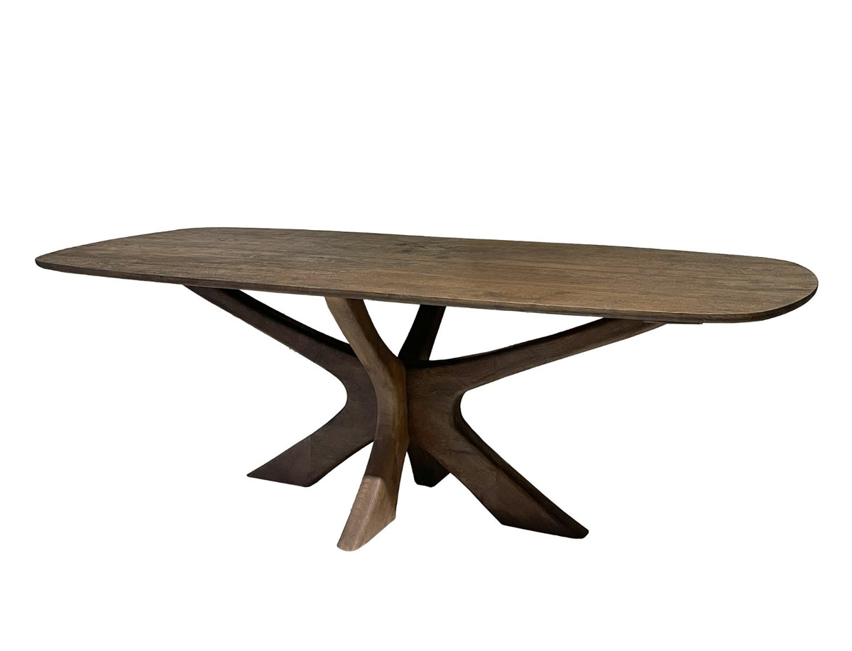 Eettafel Brix Montreaux bruin mangohout, vooraanzicht op witte achtergrond