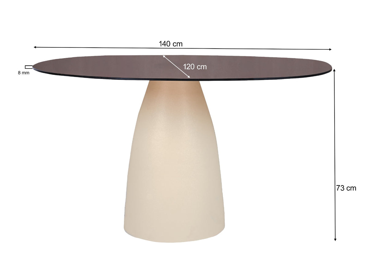 Eetkamertafel Mylon | Glas | Organische — Maatvoering