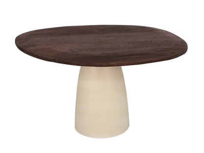 Eettafel Marron wit mangohout, vooraanzicht op witte achtergrond