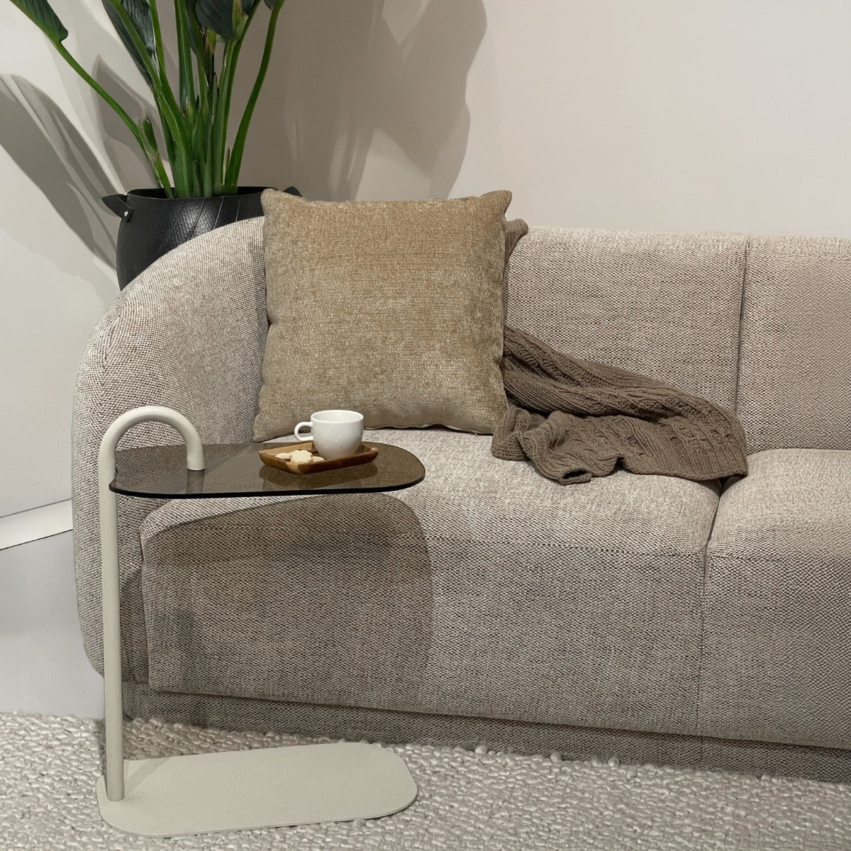 Bijzettafel Brix | Beige Glas