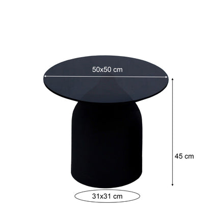 Bijzettafel Isa | Zwart Glas | Ø50 cm