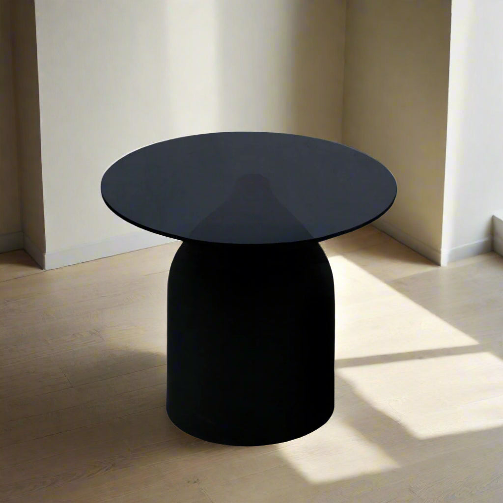 Bijzettafel Isa | Zwart Glas | Ø50 cm
