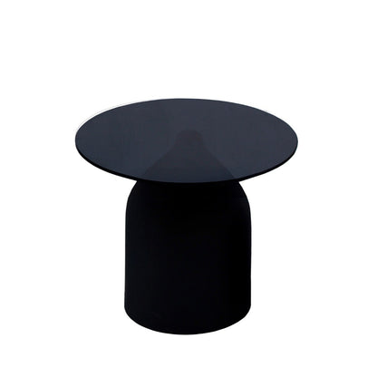 Bijzettafel Isa | Zwart Glas | Ø50 cm