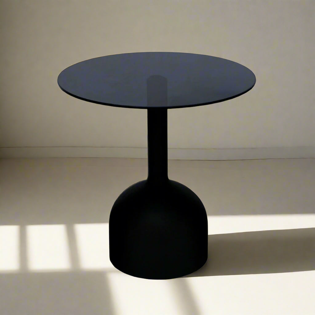 Bijzettafel Isa | Zwart Glas | Ø55 cm