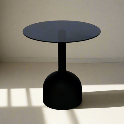 Bijzettafel Isa | Zwart Glas | Ø55 cm