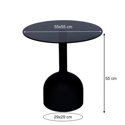 Bijzettafel Isa | Zwart Glas | Ø55 cm