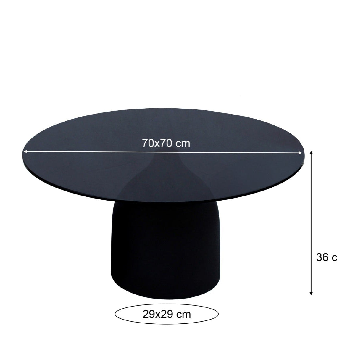 Bijzettafel Isa | Zwart Glas | Ø70 cm