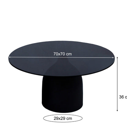 Bijzettafel Isa | Zwart Glas | Ø70 cm