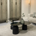 Bijzettafel Isa | Zwart Glas | Ø70 cm