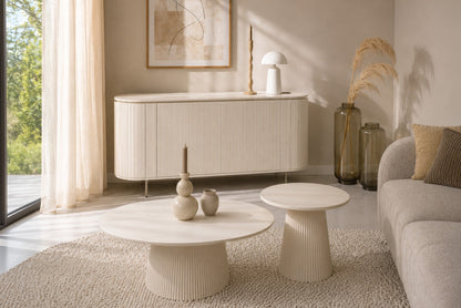 Salontafel Patrice wit mangohout magazijn leegverkoop in een interieur