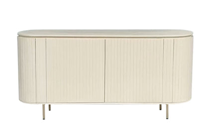 Dressoir Patou beige mangohout, vooraanzicht op witte achtergrond