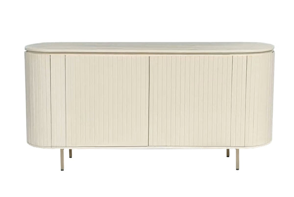 Dressoir Patou beige mangohout, vooraanzicht op witte achtergrond