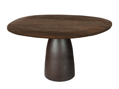 Eettafel Marron bruin mangohout, vooraanzicht op witte achtergrond