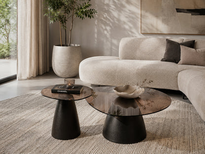 Salontafel Mylon bruin glas in een interieur