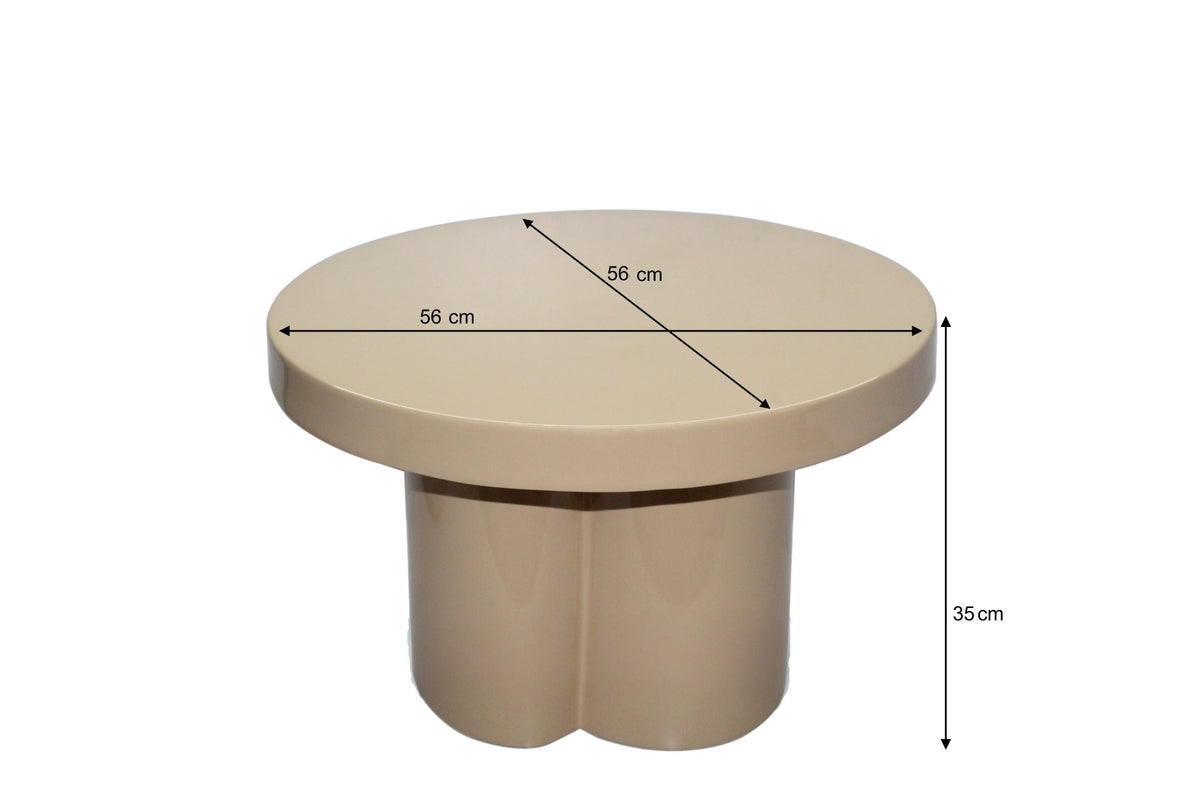 Salontafel Noa beige metaal, maatvoering met afmetingen