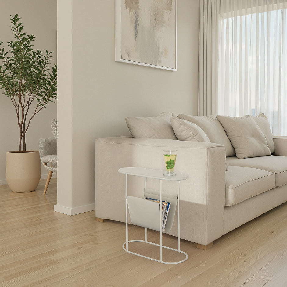 Bijzettafel Luna | Wit Metaal