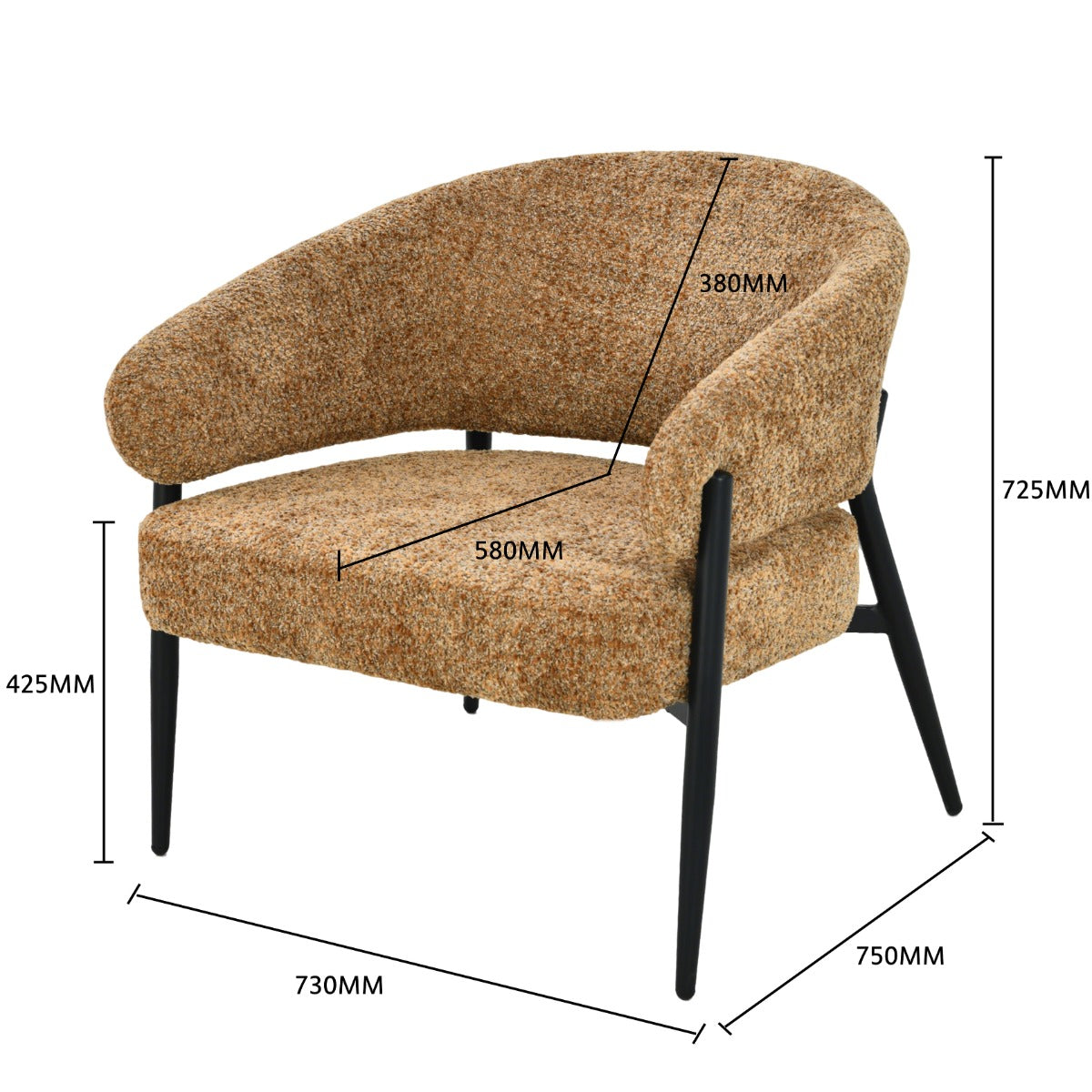 Fauteuil Dilan | Cognac Stof