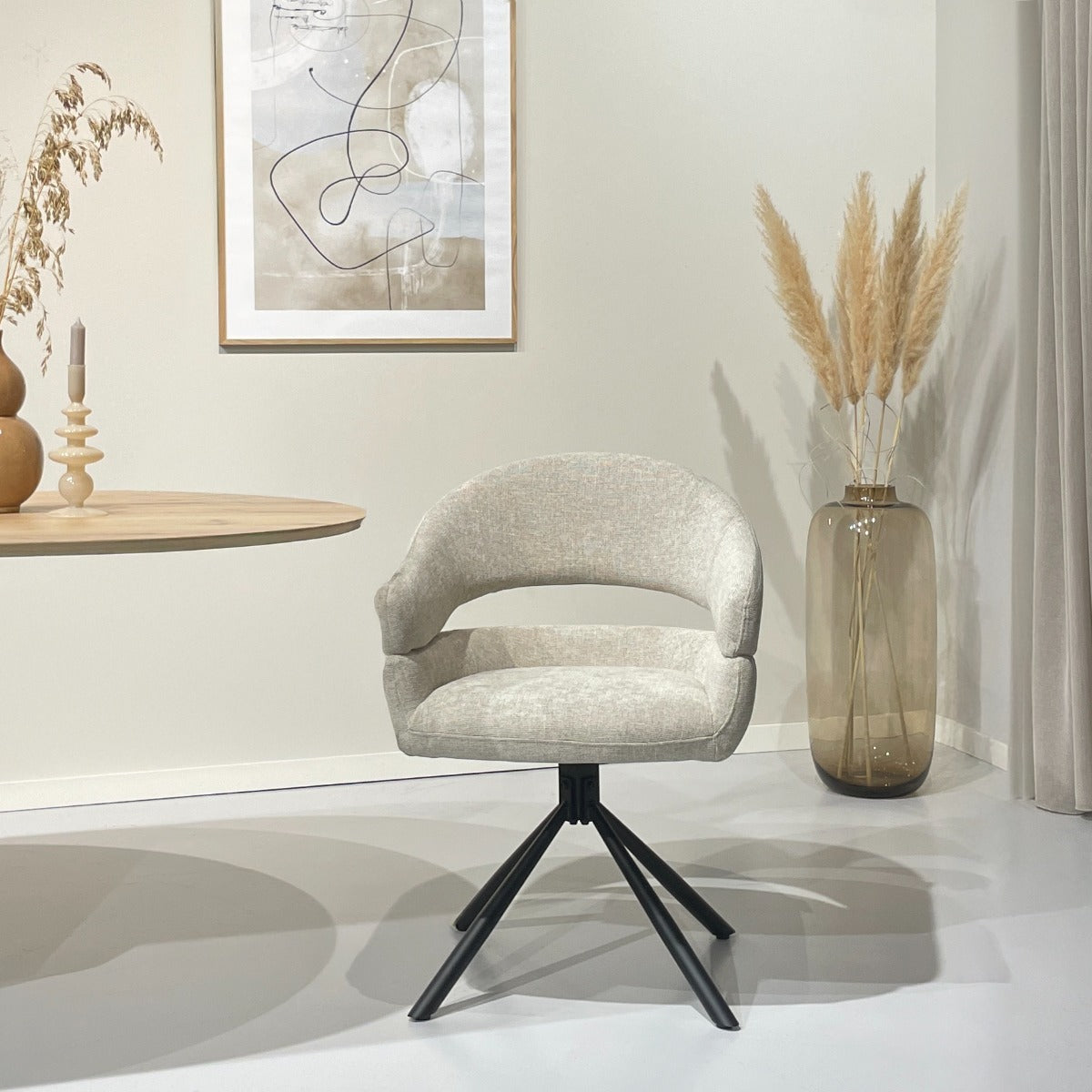 Eetkamerstoel Linn| Beige Stof