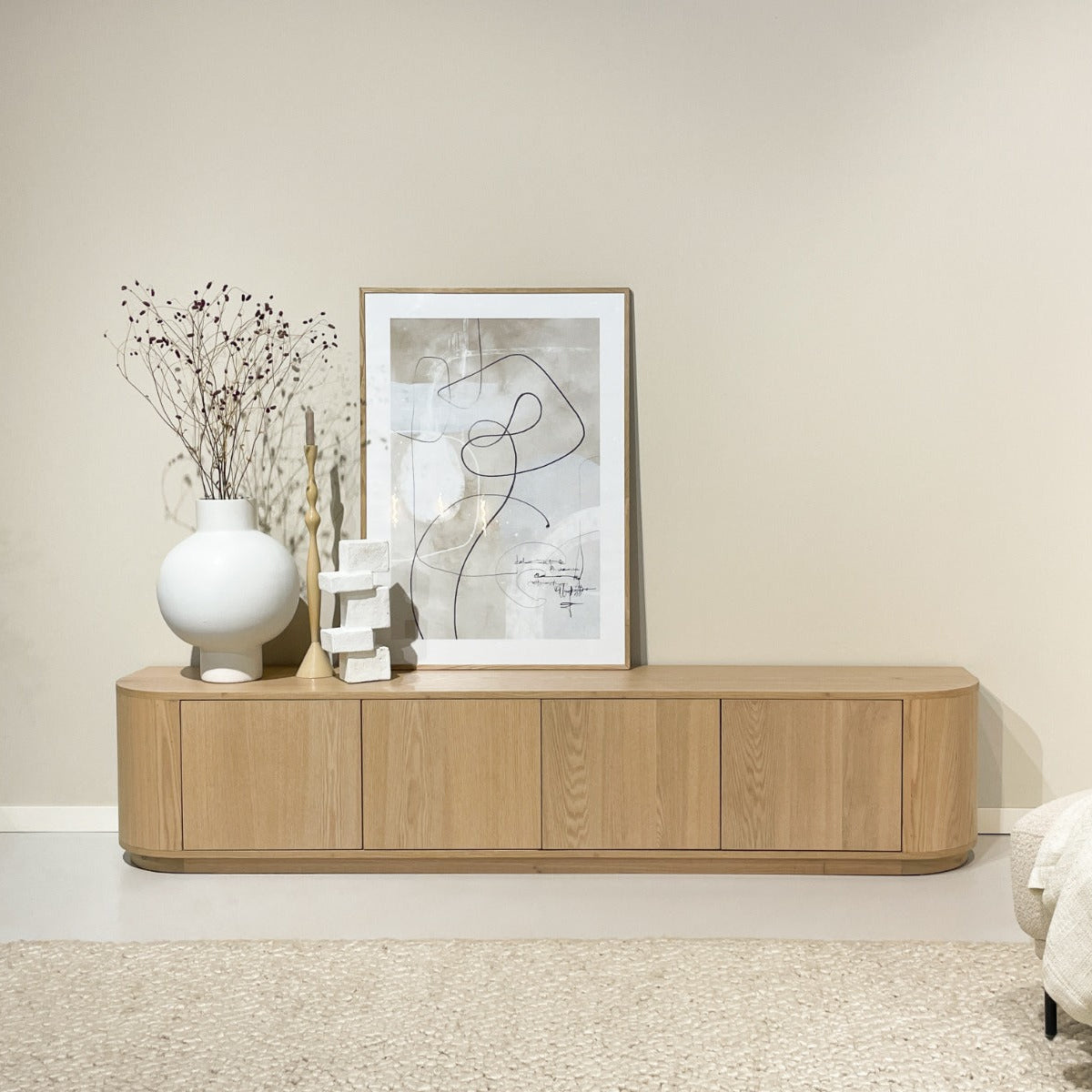 Tv-meubel Novero | Naturel Eiken fineer | Staand