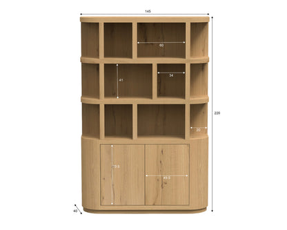 Boekenkast Novero | Naturel Eikenhout fineer — Maatvoering